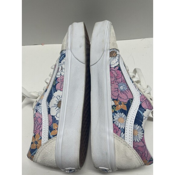 Vans Low Sneakers Tennis Shoes Retro Pink floral white suede top size 7 skater - Picture 7 of 12